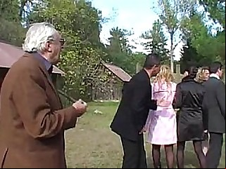 Mature in stockings gangbang